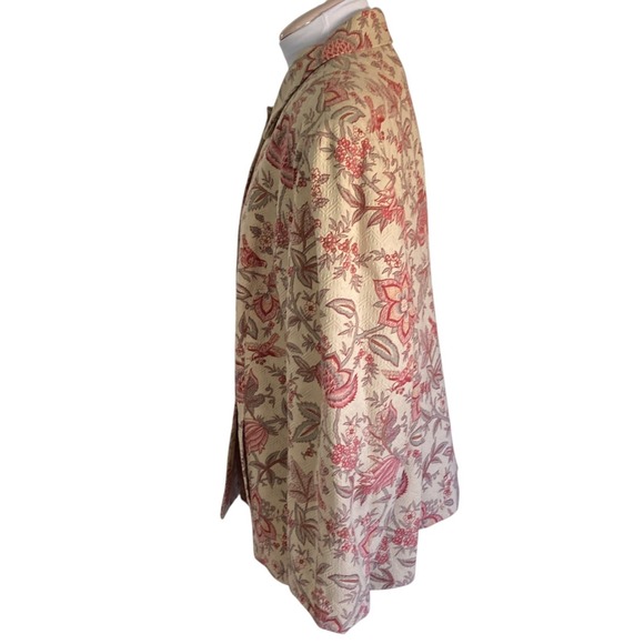 Talbots Vintage Blazer Jacket, Size 22W Petite, Brocade Floral Bird Silk Cotton - Picture 8 of 14